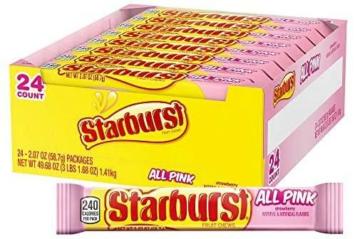 Joys Delights Lolly Shop Online Starburst All Pink Tube 58g Bulk