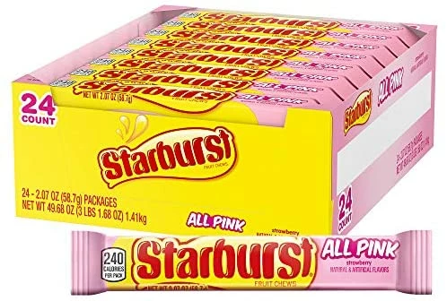 Joys Delights Lolly Shop Online Starburst All Pink Tube 58g Bulk