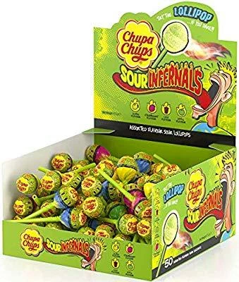Joy's De'Lights Chupa Chups Sour Infernal Lollipops Bulk All Candy