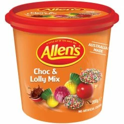 Joys Delights Lolly Shop Online Australian Lollies Allen's Choc & Lolly Mix Cup 200g Bulk