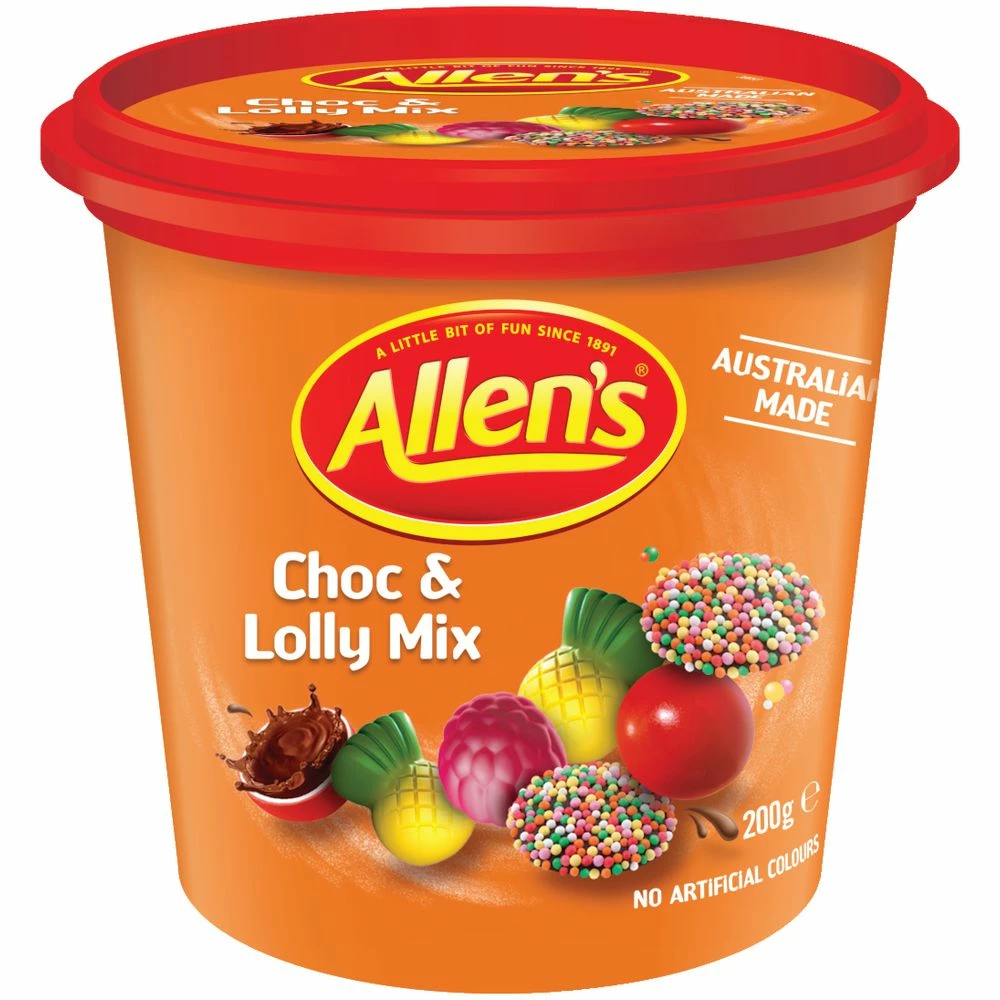 Joys Delights Lolly Shop Online Milk Chocolate Allen's Choc & Lolly Mix Cup 200g